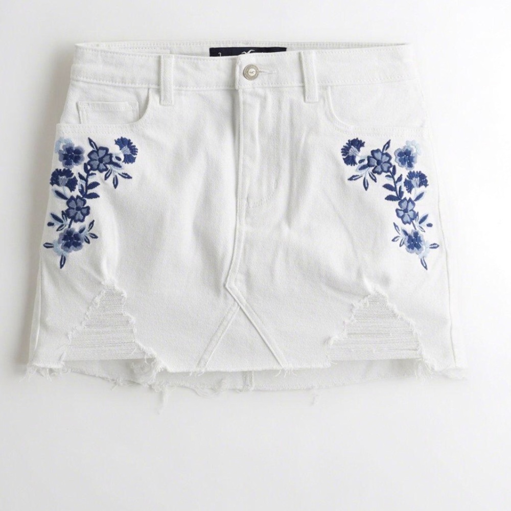 Jean skirt with Blue flowers